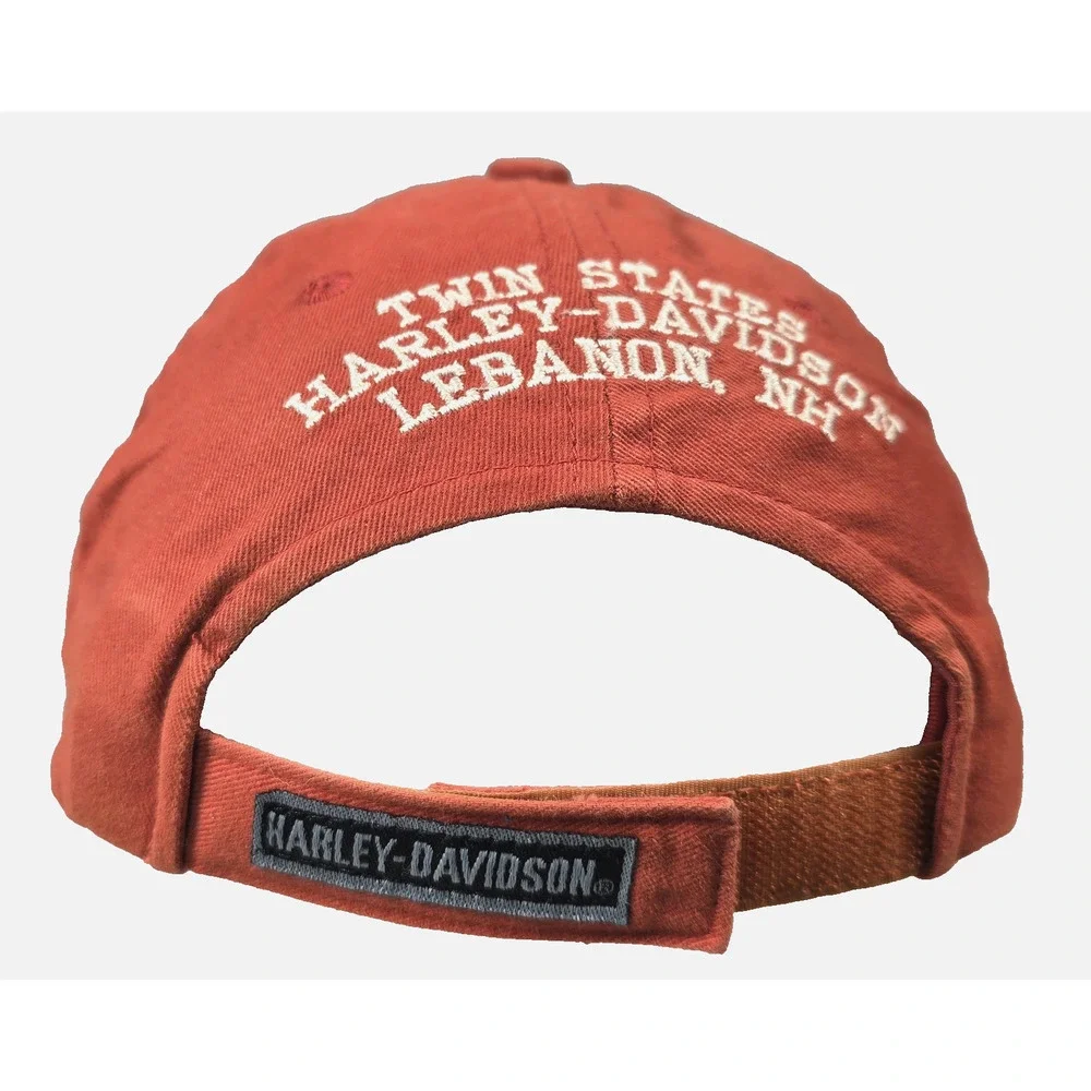 Vintage Harley-Davidson Adjustable Baseball Cap Orange Flames Lebanon, NH